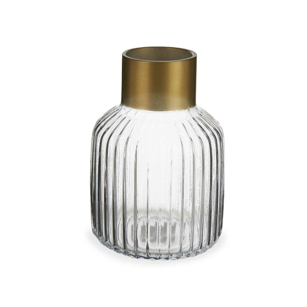 Vase Streifen Durchsichtig Gold Glas 12 x 18 x 12 cm 1 Stck