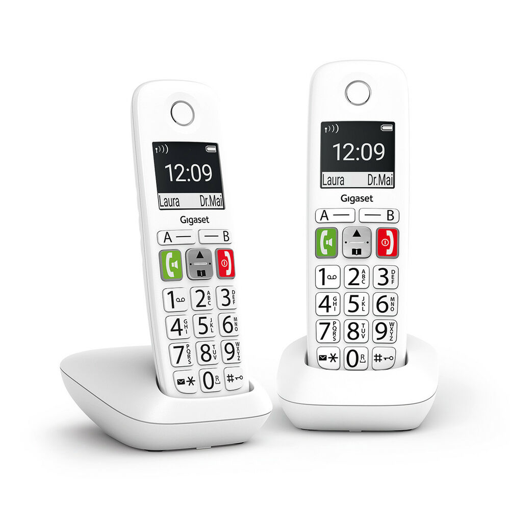 Gigaset Kabelloses Telefon Festnetztelefon E290 Duo Wei