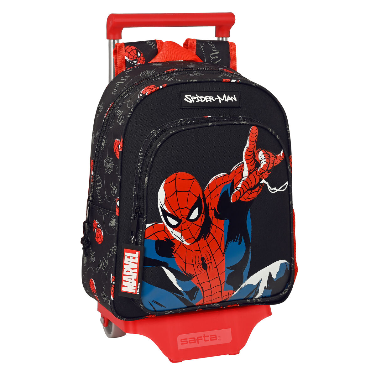 Kinder-Rucksack mit Rädern Spiderman Hero Schwarz 27 x 33 x 10 cm