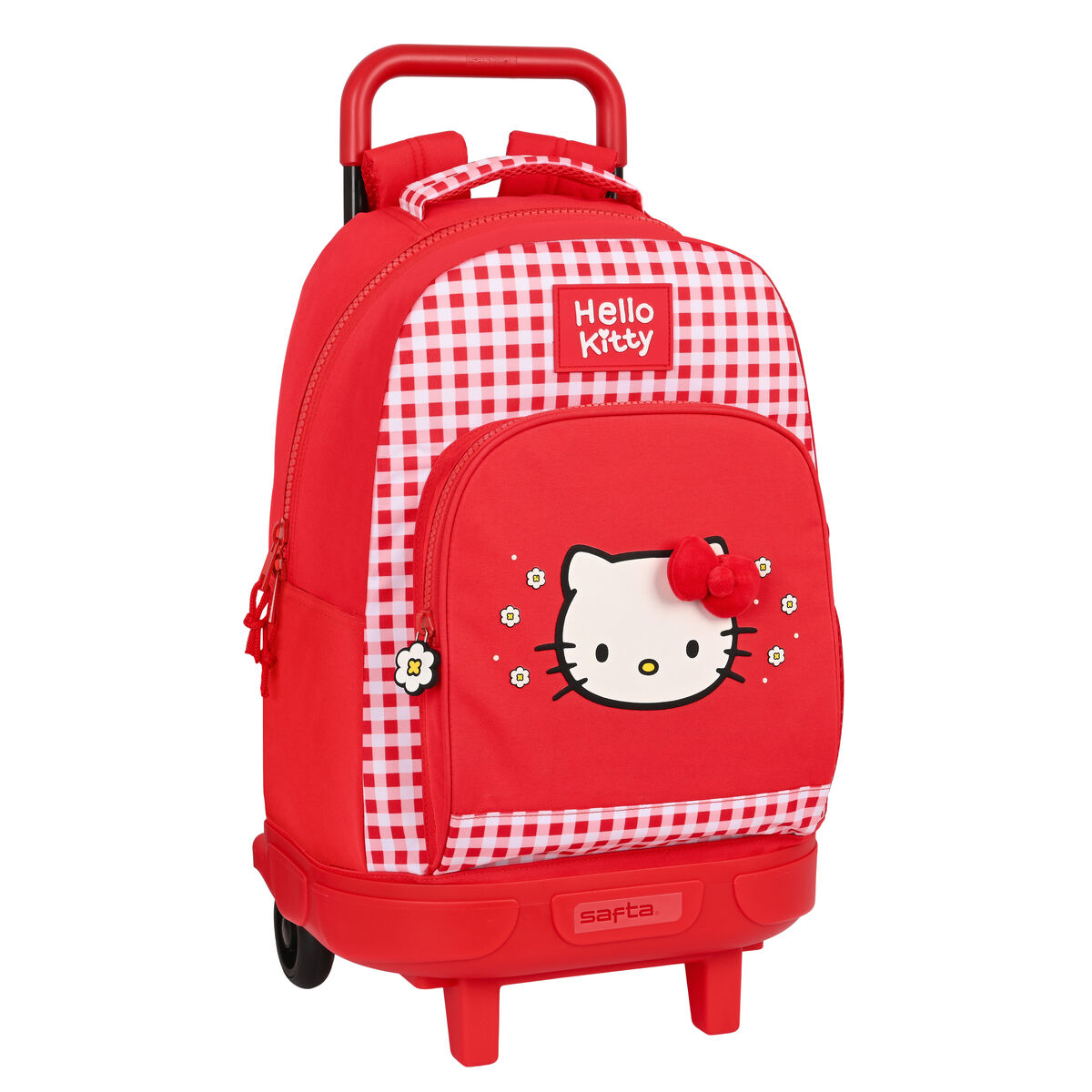 Hello kitty Kinder-Rucksack mit Rdern Hello Kitty Spring Rot kariert 33 x 45 x 22 cm Trolley