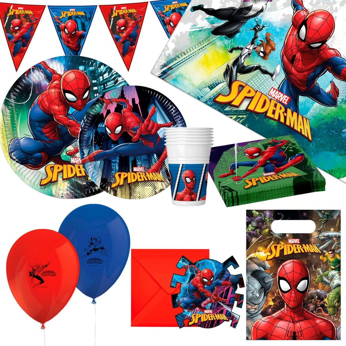 Spiderman Set Partyartikel 66 Stcke