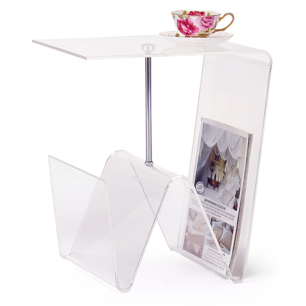 Dkd home decor Tisch mit integriertem Zeitungsstnder DKD Home Decor Durchsichtig Acryl Metall 40 x 30 x 44 cm