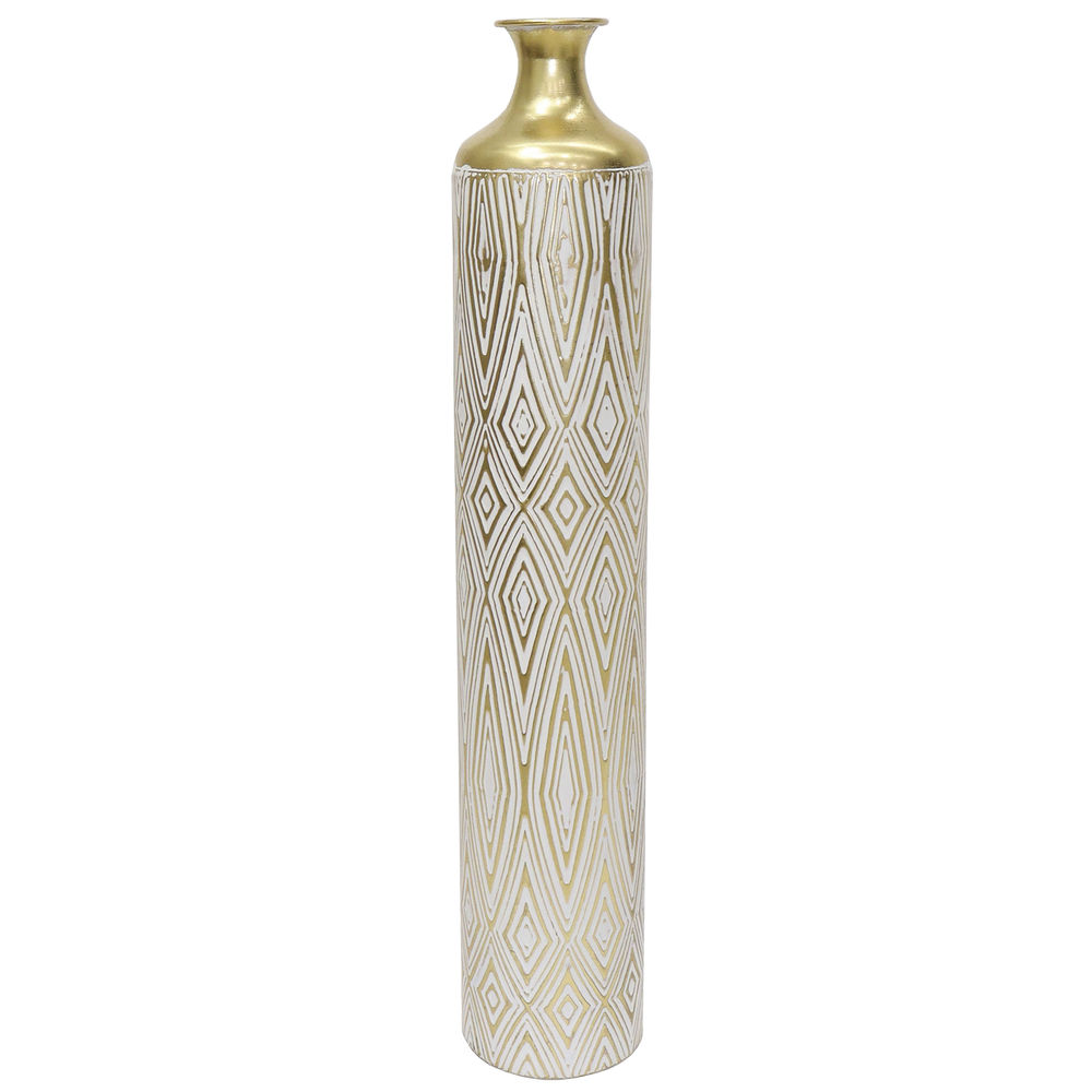 Vase DKD Home Decor Weiß Metall Afrikanisch 15 x 15 x 85 cm