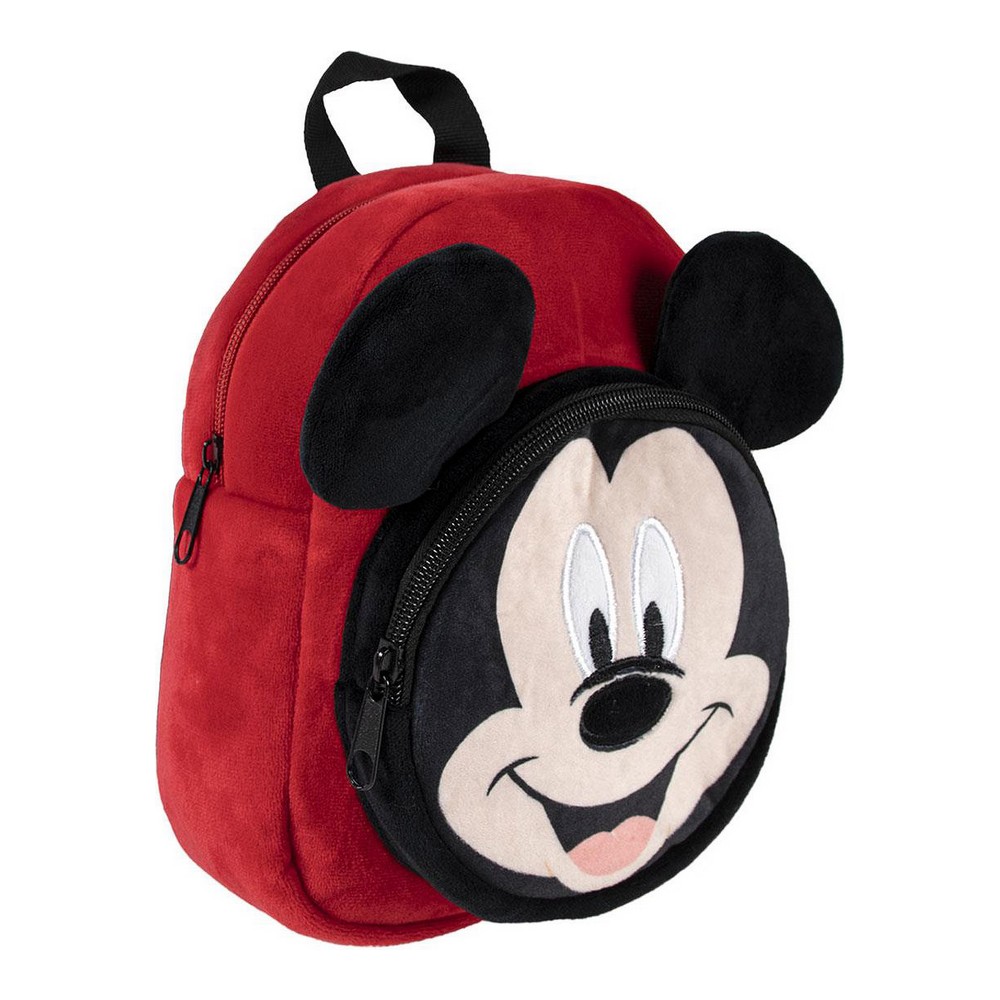 Kinderrucksack Mini-Rucksack Plschrucksack 3D 2 Fcher Mickey Maus schwarz / rot