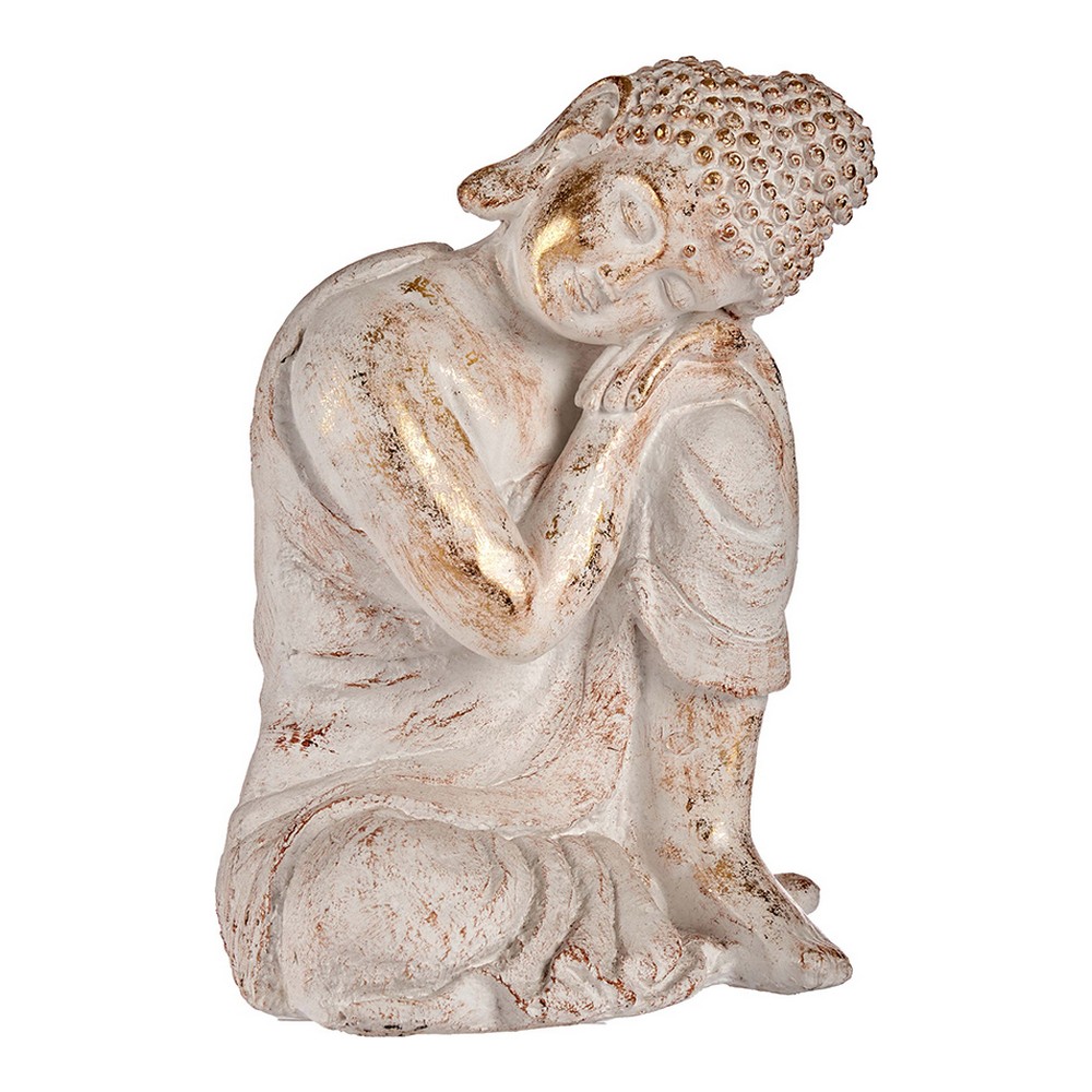 Dekorative Figur fr den Garten Buddha Wei/Golden Polyesterharz 28,5 x 43,5 x 37 cm