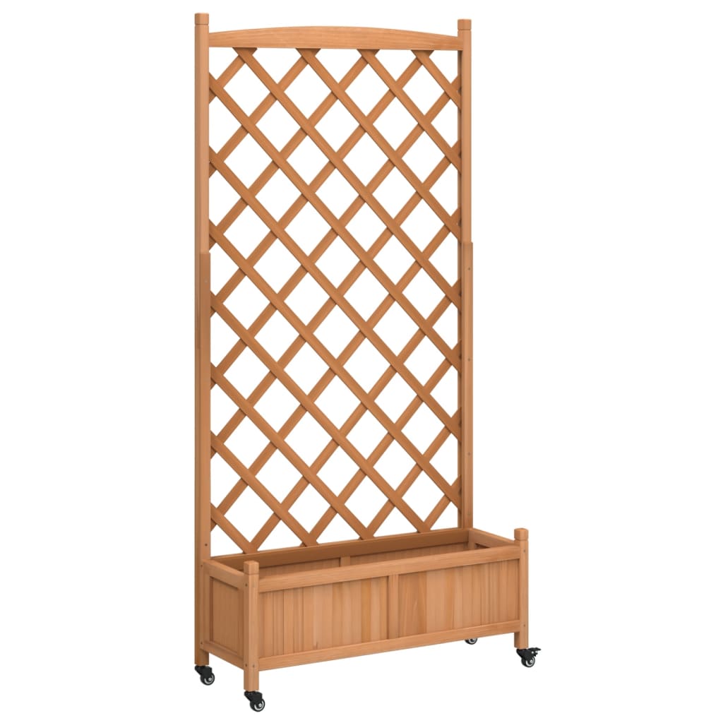 Pflanzk�bel mit Rankgitter und Rollen Hochbeet Massivholz Tanne 90x35x187,5cm