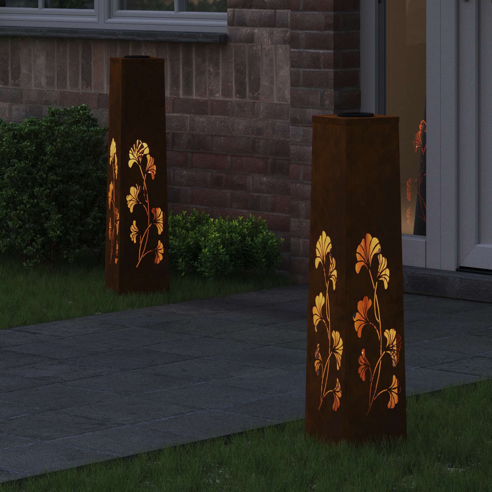 Gartenlampe LED Wegeleuchte Cortenstahl 80 cm solarbetrieben f�r Au�enbereiche