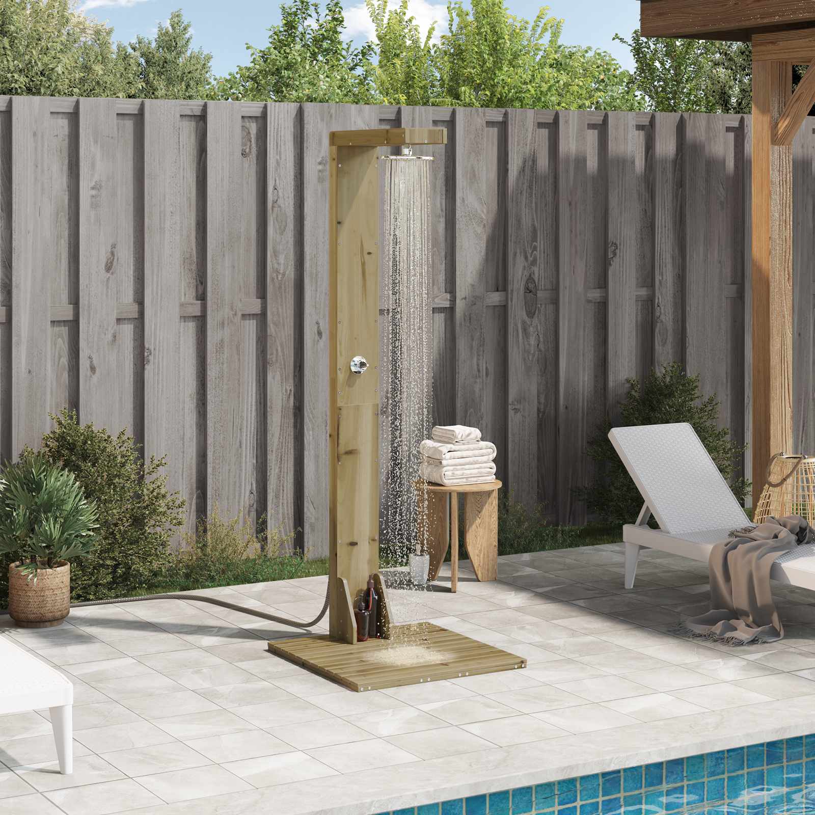 Gartendusche aus Edelstahl 210 cm f�r Garten und Poolbereich wetterfest