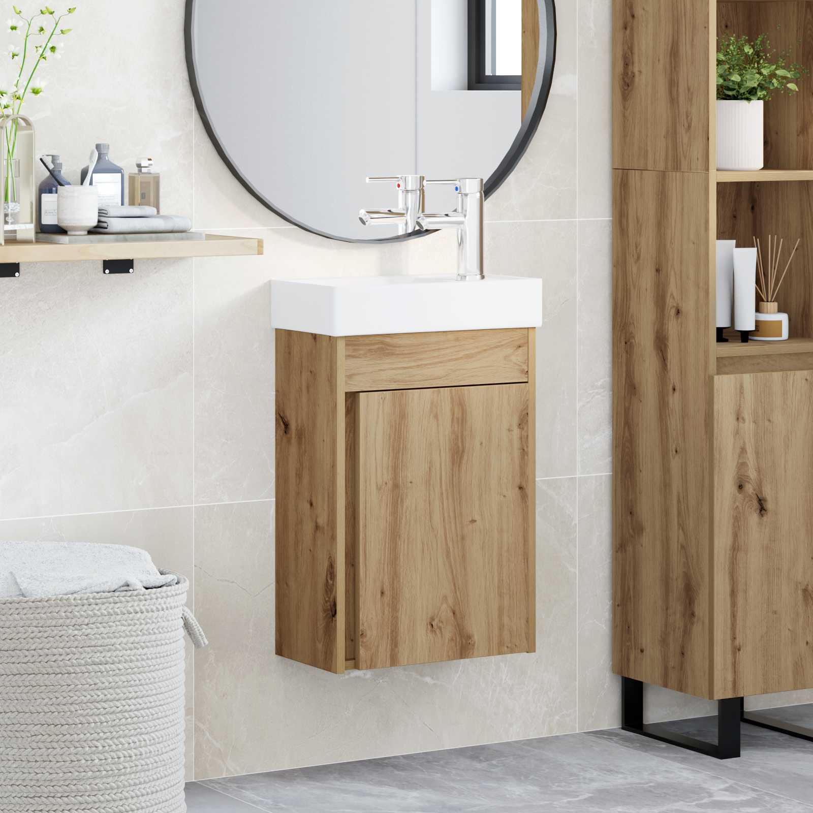 Badezimmer Waschtischschrank aus Holzwerkstoff mit modernem Design und Stauraum