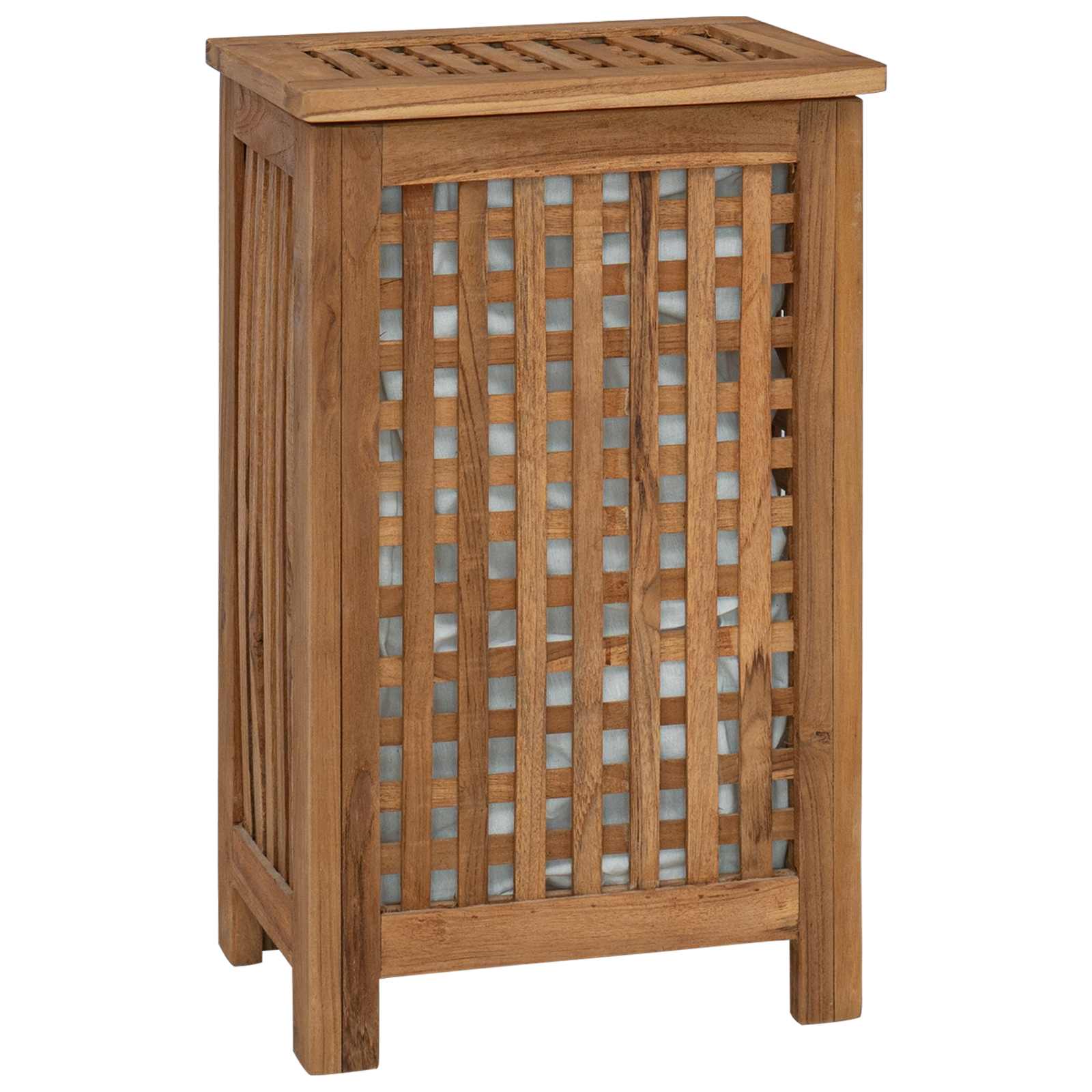 W�schekorb aus massivem Teakholz mit Gitterdesign 35x25x60 cm f�r Bad und