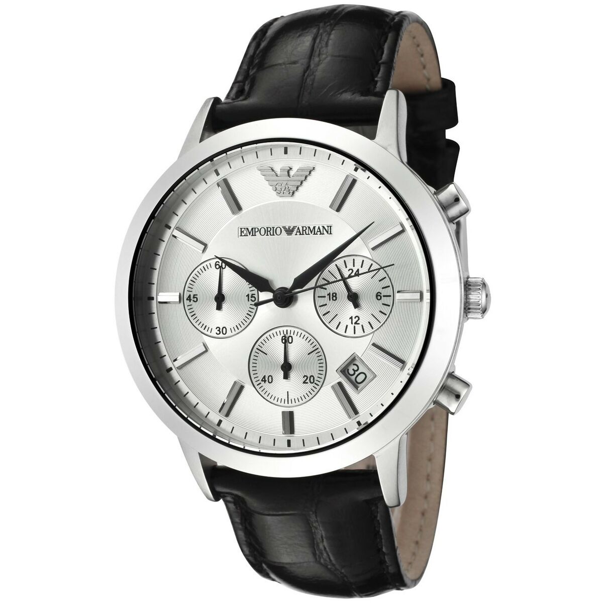 Armbanduhr Damenuhr Armani AR2436  39 mm Silber Chronometer Lederarmband