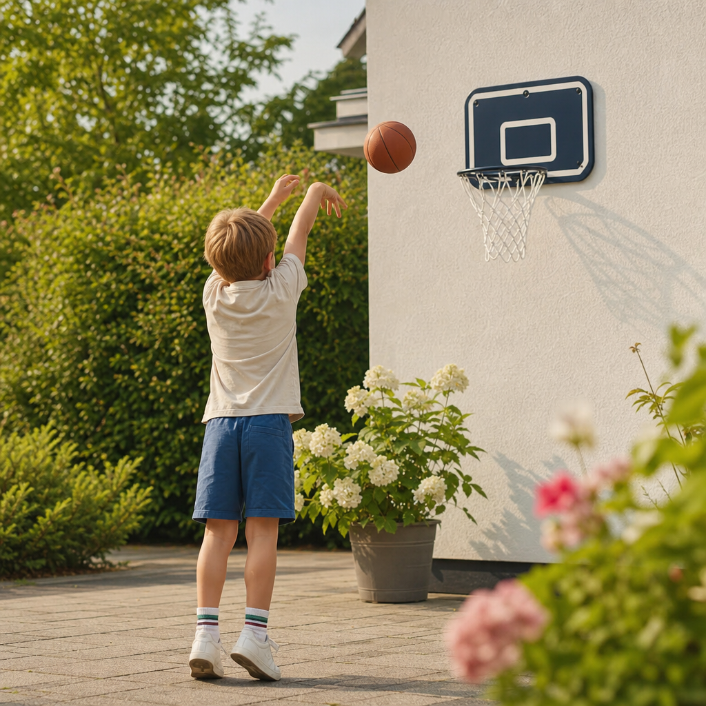 Basketballkorb für Kinder: Bewegungsidee für Garten, Hof und Spielplatz