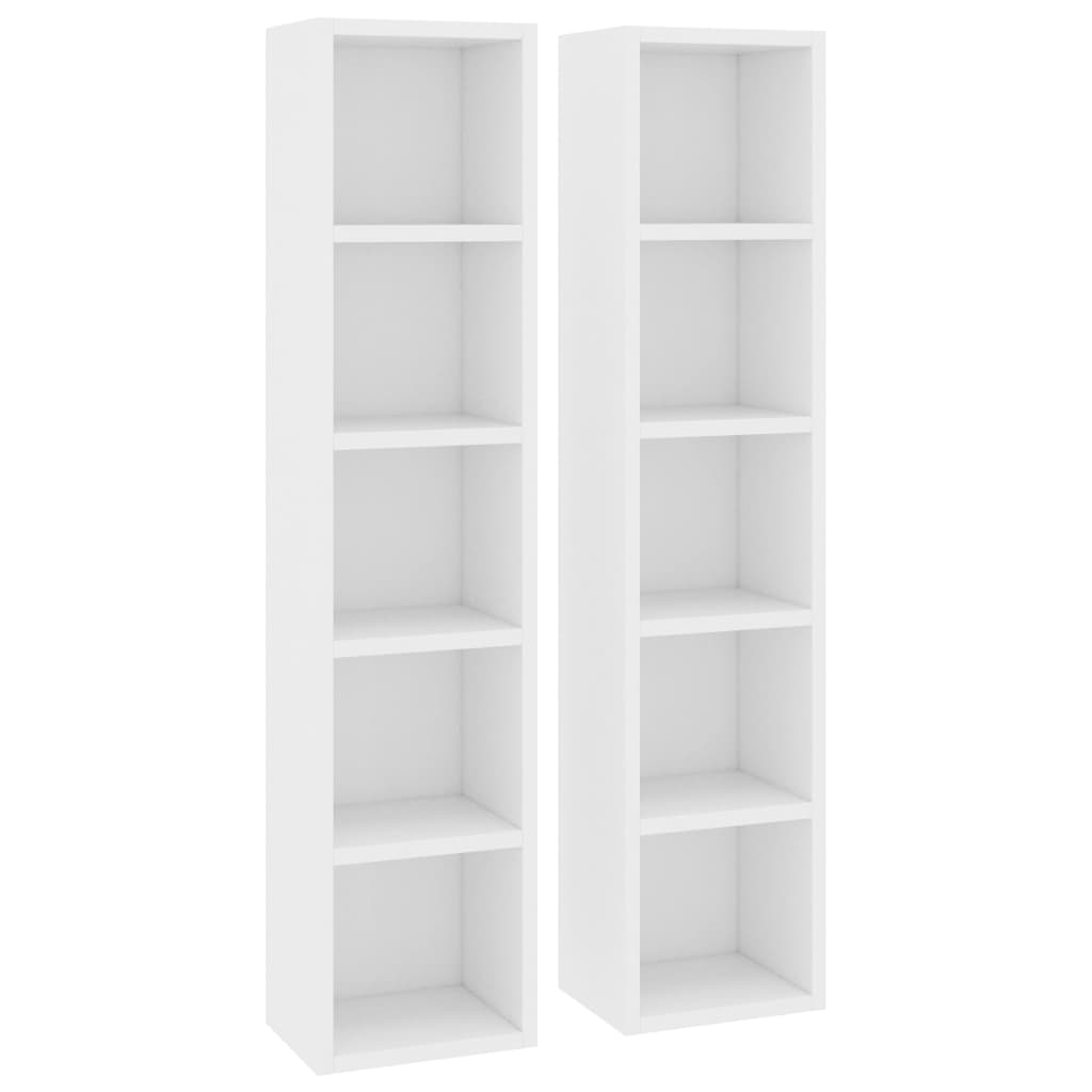 CD-Regale 2 Stk. Wei� 21x16x93,5 cm Spanplatte Mediaaufbewahrung