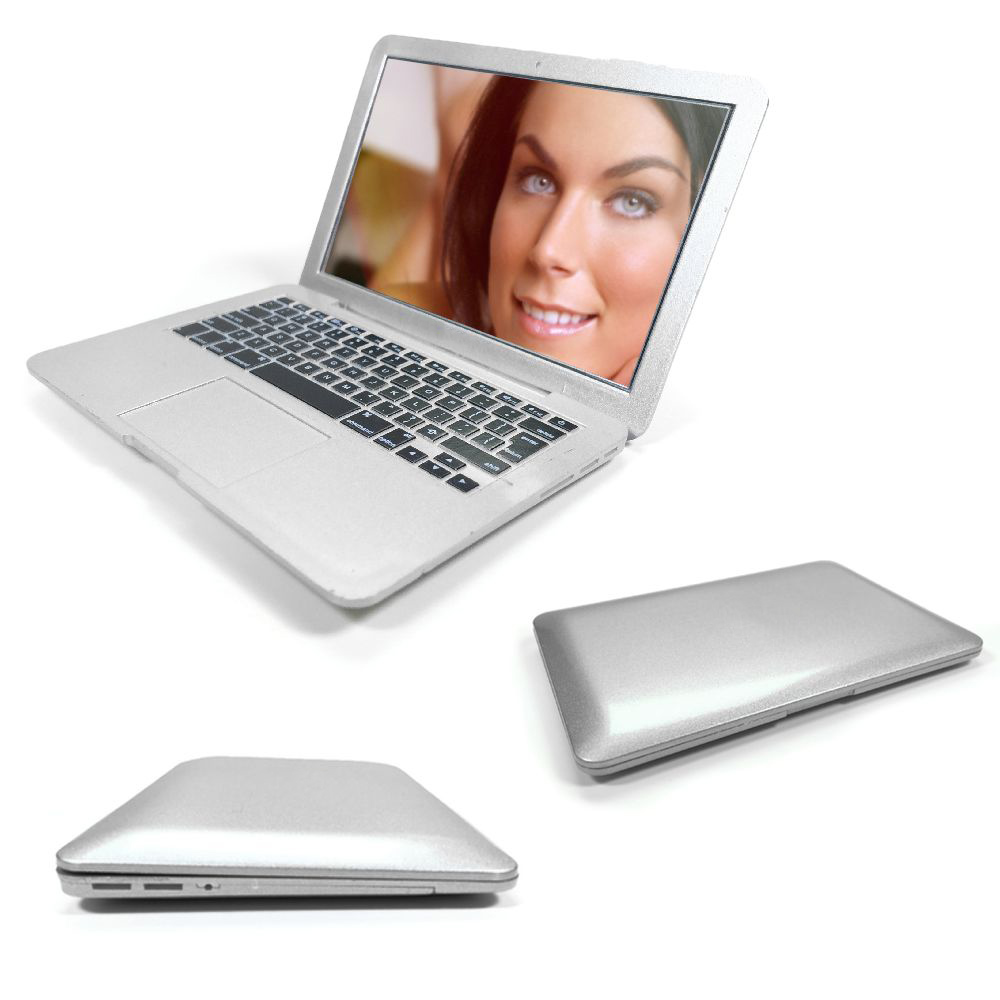 Schminkspiegel MirrorBook Laptop silber Handspiegel Taschenspiegel klapp