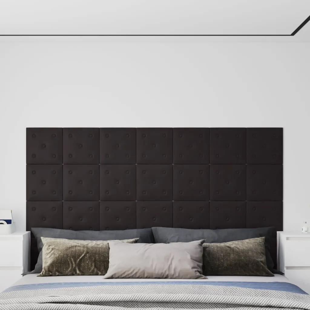 Wandpaneele 12 Stk. Schwarz 30x30 cm Kunstleder 1,08 m² Bett Schlafzimmer Kopf