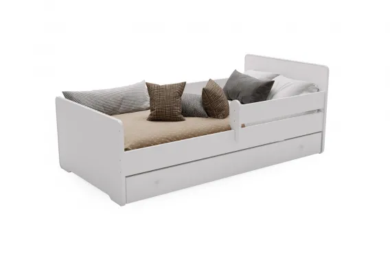 Kinderbett Max 140x70 cm mit Schublade Schutzbarriere und Matratze