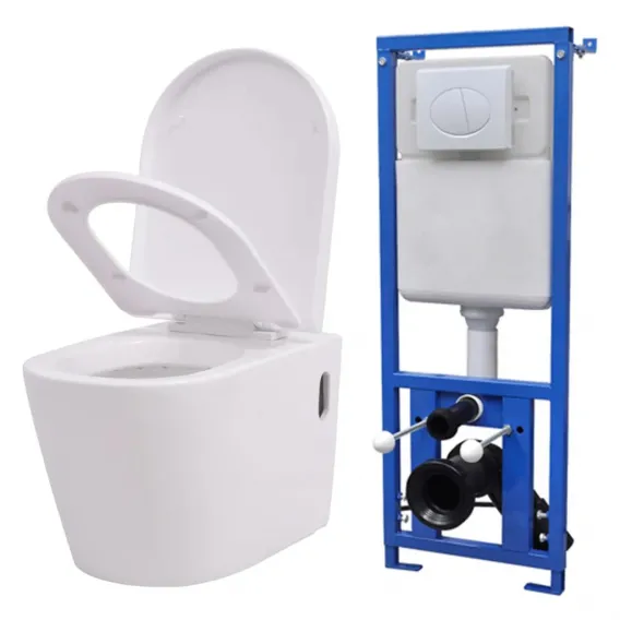 H�nge-Toilette mit Einbau-Sp�lkasten Keramik Wei�