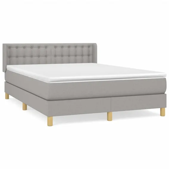 Boxspringbett mit Matratze Hellgrau 140x200 cm Stoff Bett Bettgestell
