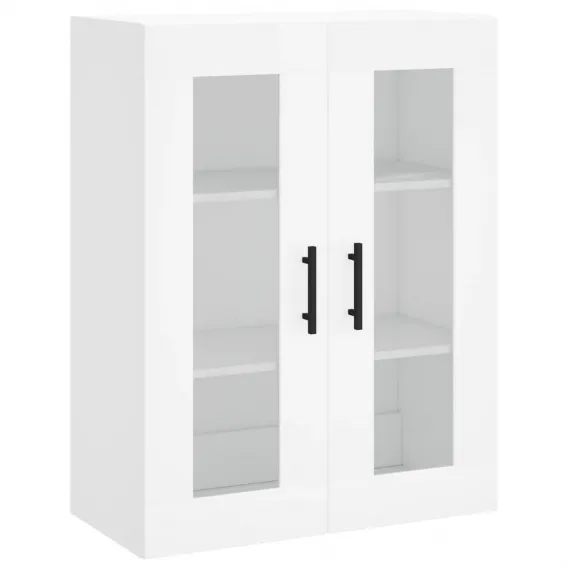 Wandschrank Wei� 69,5x34x90 cm Glas Vitrine H�ngeschrank