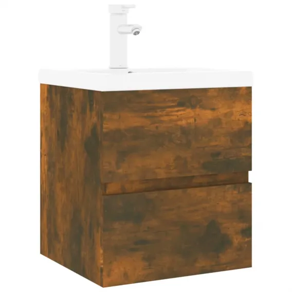 Waschbeckenschrank mit Einbaubecken R�uchereiche Spanplatte