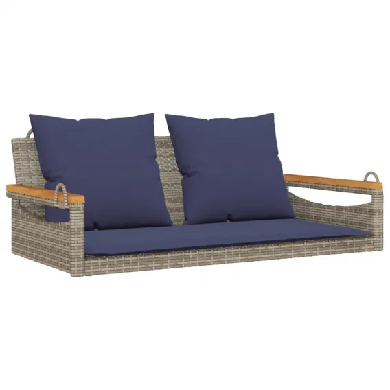 H�ngebank mit Kissen Grau 109x62x40 cm Poly Rattan