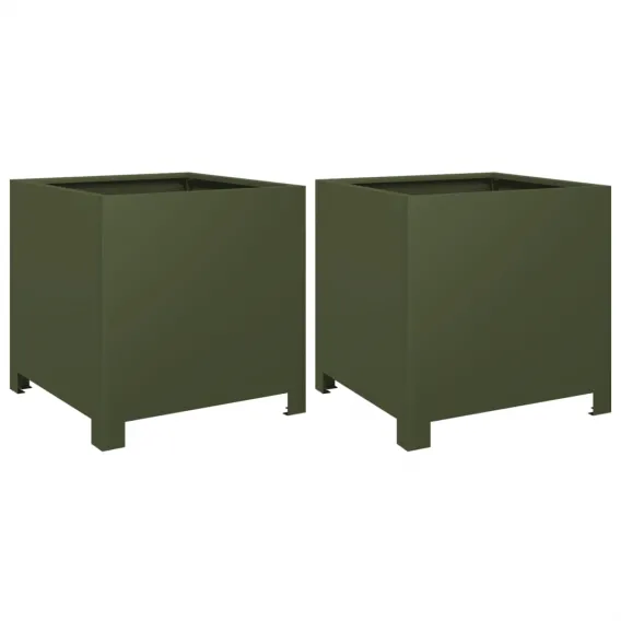 Pflanzk�bel Blumenk�bel Pflanzcontainer Pflanzgef��e 2 Stk. Olivgr�n 40x40x40 St