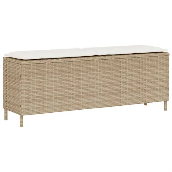 Gartenbank mit Kissen Beige Grau 110x30x40 5 cm Rattan f�r Innen und Au�en