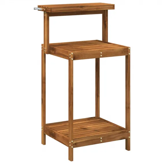 Outdoor Anzucht Tisch Umtopfbank 56,5x48,5x107 cm Massivholz Akazie Natur