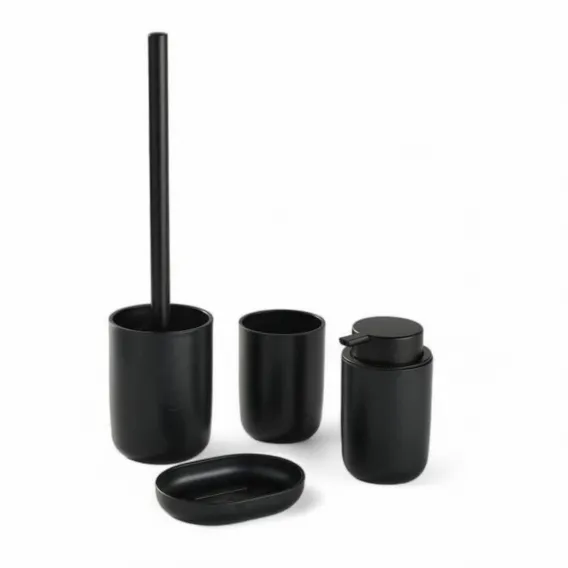 Bad-Utensilien Badezimmer Set TODAY HOY Schwarz Kunststoff Moderne 4-teilig (4 S