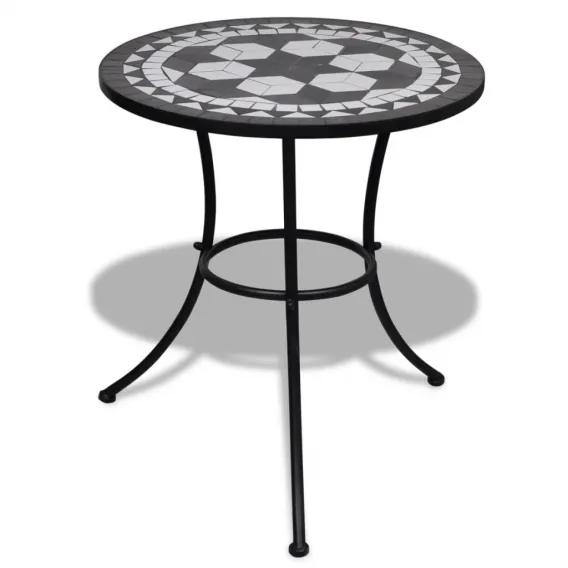 Bistrotisch Schwarz und Wei� 60 cm Mosaik