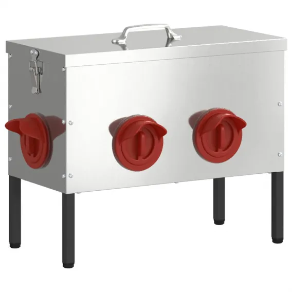 Futtertrog H�hnerf�tterer Silber 41,5x20,5x33 cm Verzinkter Stahl