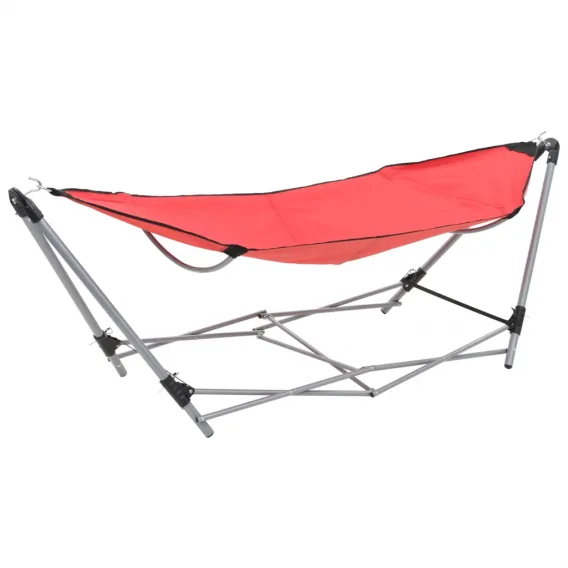 H�ngematte mit faltbarem St�nder Rot