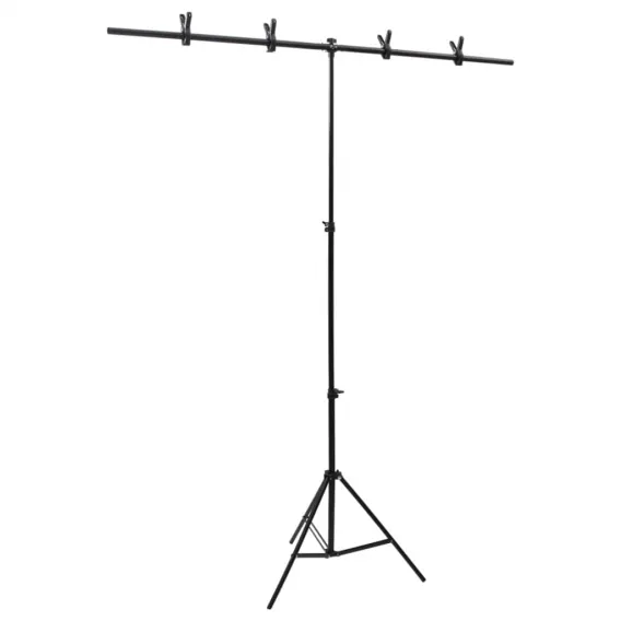 Hintergrundst�nder T-Form Schwarz 151x60x70-200 cm