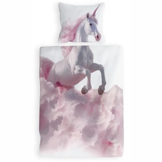 Renforce Kinderbettw�sche aus 100% Baumwolle, 135x200 cm - Einhorn