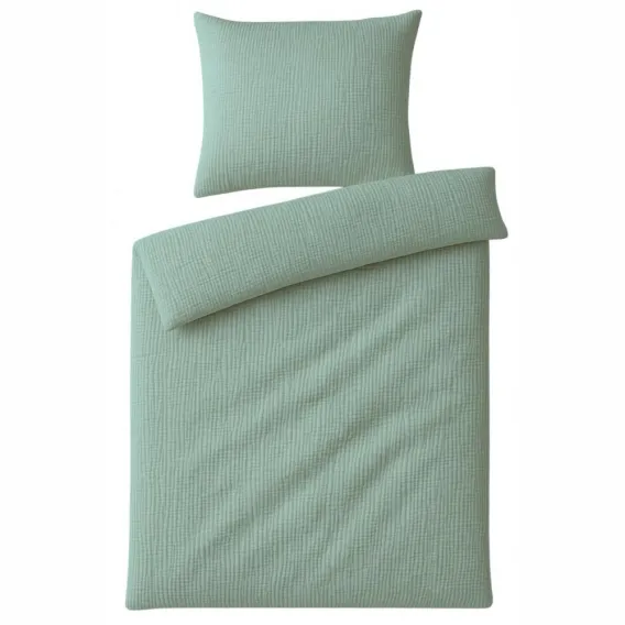 Musselin Bettw�sche aus 100% Baumwolle, Lindgr�n, 135x200 cm
