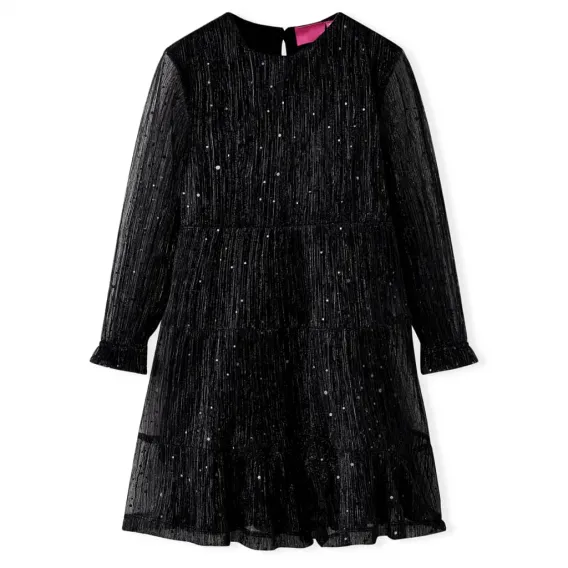 Kinderkleid mit Langen �rmeln Pailletten Schwarz 116