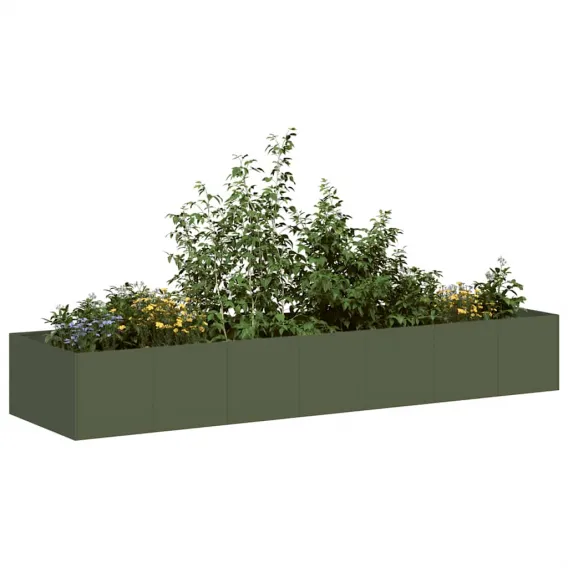 Pflanzgef�� Olivgr�n 280x80x40 cm Stahl