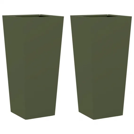 Pflanzk�bel Blumenk�bel Pflanzcontainer Pflanzgef��e 2 Stk. Olivgr�n 35x35x75 cm