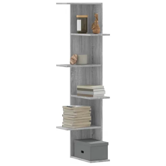 Wand-Eckregal Grau Sonoma 36,5x36,5x140 cm Spanplatte