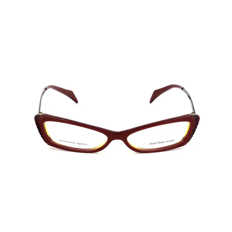 Alexander mcqueen Brillenfassung Alexander McQueen AMQ-4163-W0B Gelb Burgunderrot Brille ohne Sehs Brillengestell