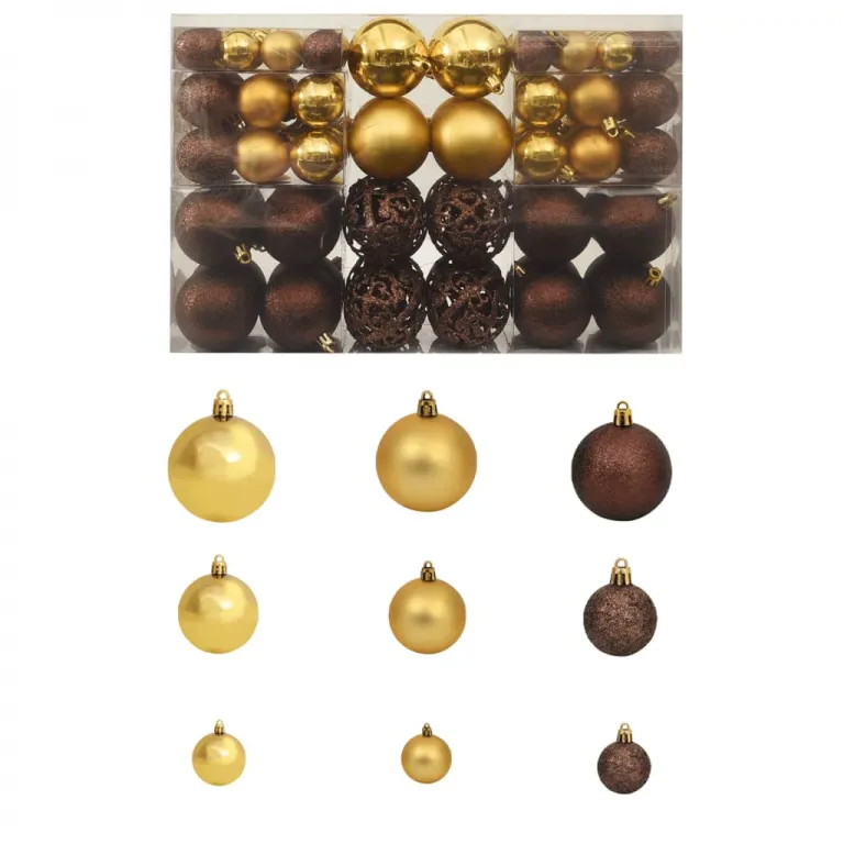 100-tlg. Weihnachtskugel-Set 3 / 4 / 6 cm Braun / Bronze / Golden