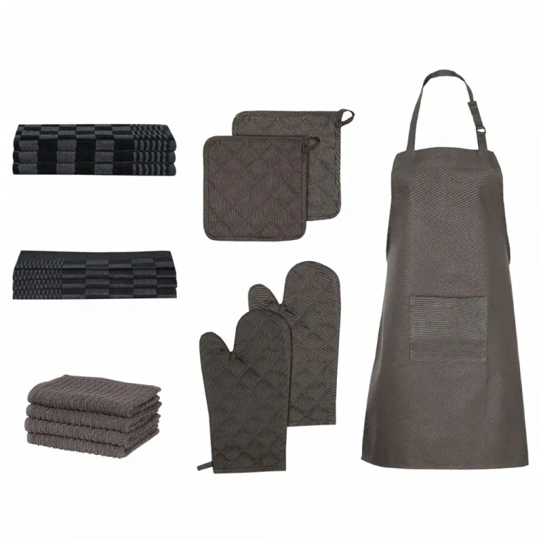 15-tlg. Handtuch-Set Ofenhandschuhe & Topfhalter Baumwolle