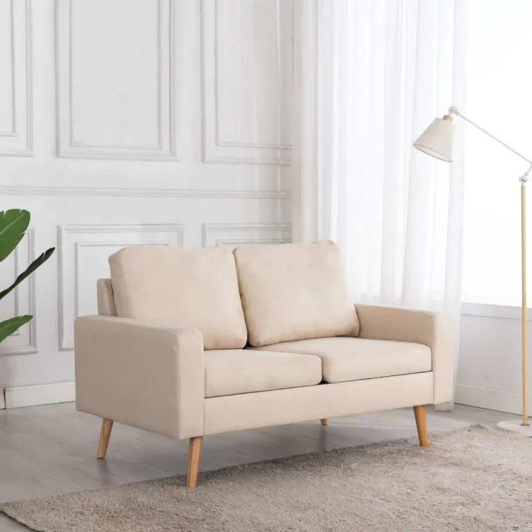 2-Sitzer-Sofa Creme Stoff Couch