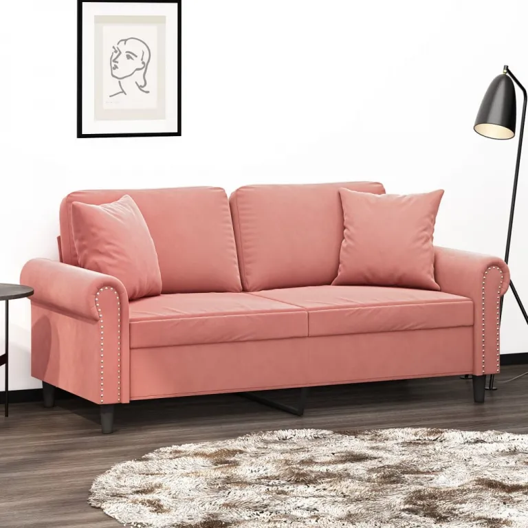 2-Sitzer-Sofa mit Kissen Rosa 140 cm Samt