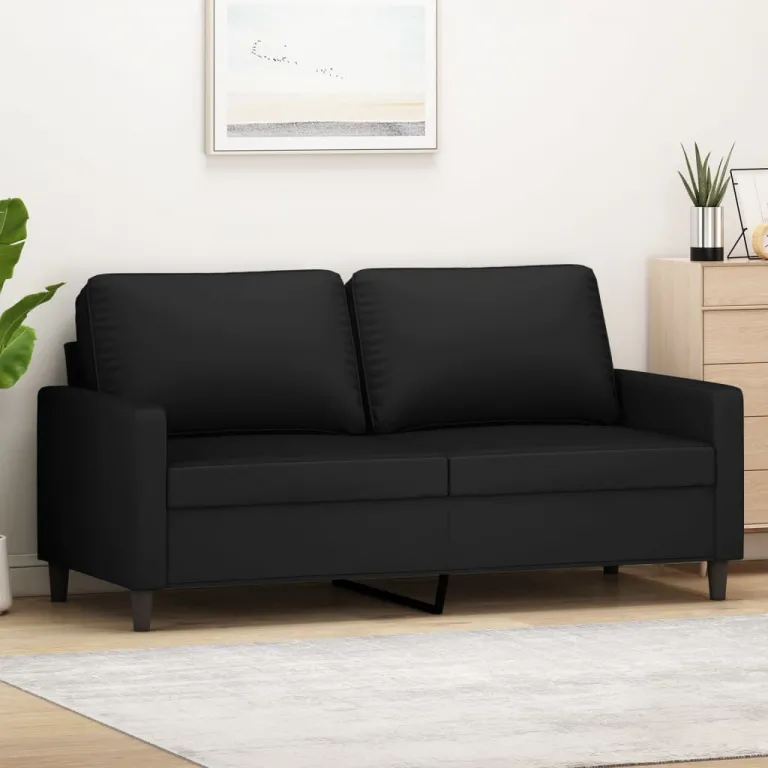 2-Sitzer-Sofa Schwarz 140 cm Samt Couch