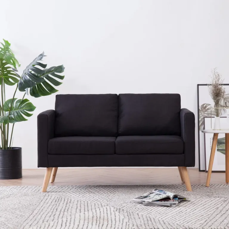 2-Sitzer-Sofa Stoff Schwarz Couch