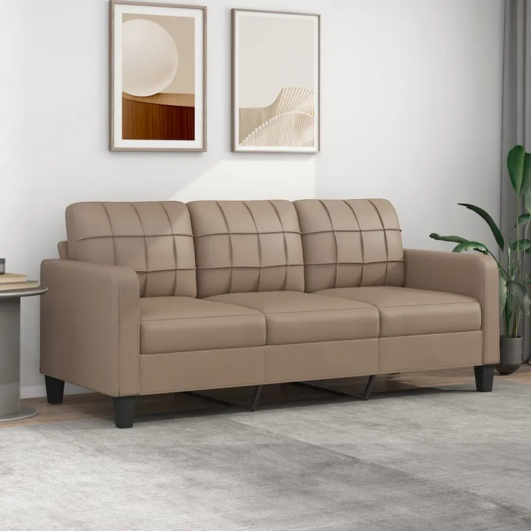 3-Sitzer-Sofa Cappuccino-Braun 180 cm Kunstleder Couch