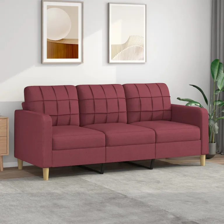 3-Sitzer Sofa Couch Mbel Weinrot 180 cm Stoff