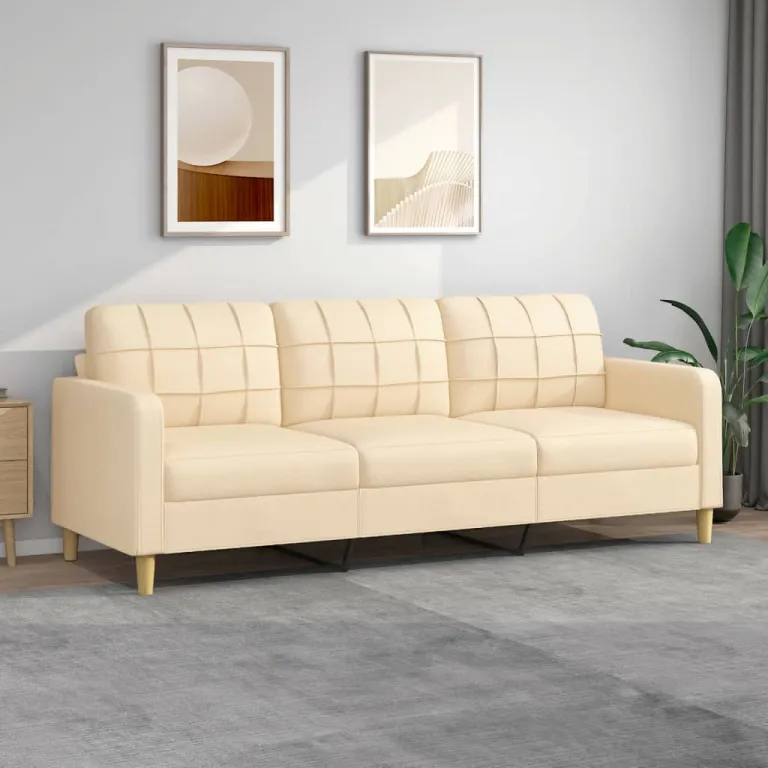 3-Sitzer-Sofa Creme 210 cm Stoff Couch