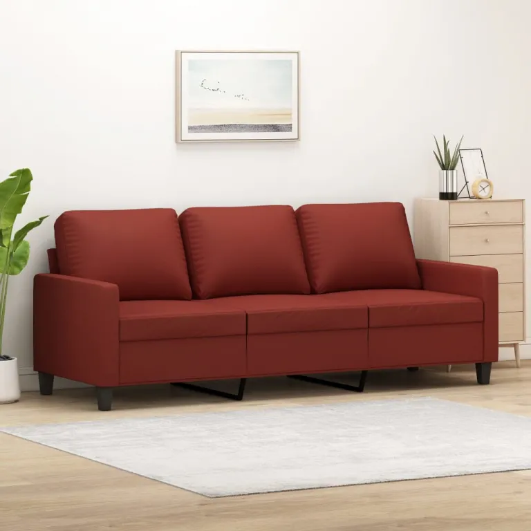 3-Sitzer-Sofa Weinrot 180 cm Kunstleder Couch